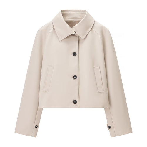 Damen Kurzjacke im Trenchstil mit kastiger Boxy‑Silhouette und Raglanärmeln Drune