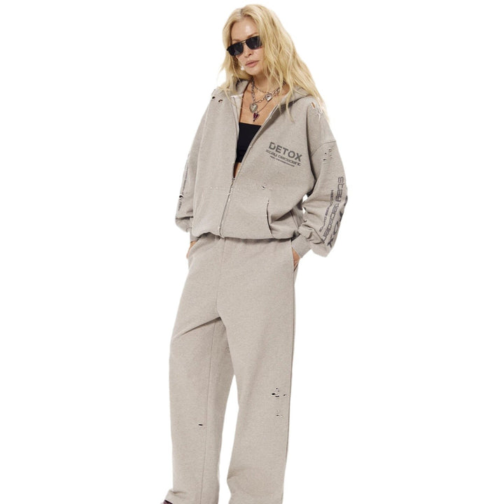 Damen Sportliches Freizeitanzugset mit Kapuzenpullover und bequemen Jogginghosen Drune