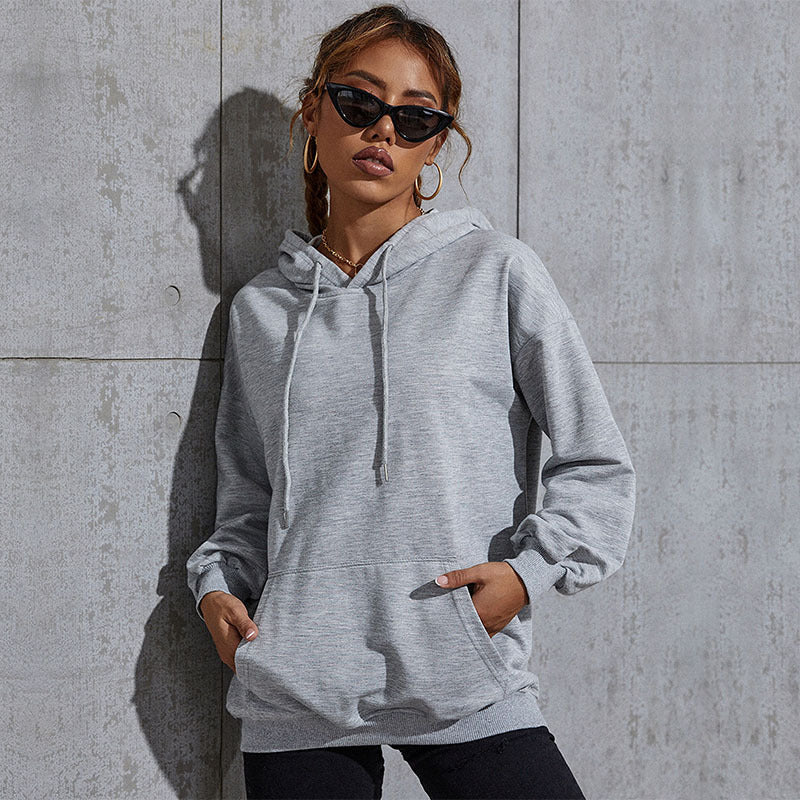 Damen Kapuzenpullover mit Statement-Backprint, Oversize‑Schnitt und gerippten Bündchen Drune