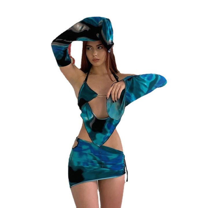 Damen Mini Kleid mit einzigartigem Cut-Out-Design und stilvollen Ärmeln Drune