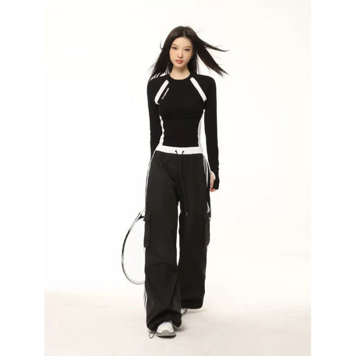 Damen Raglan Langarm T-Shirt Kontrast Slim Fit