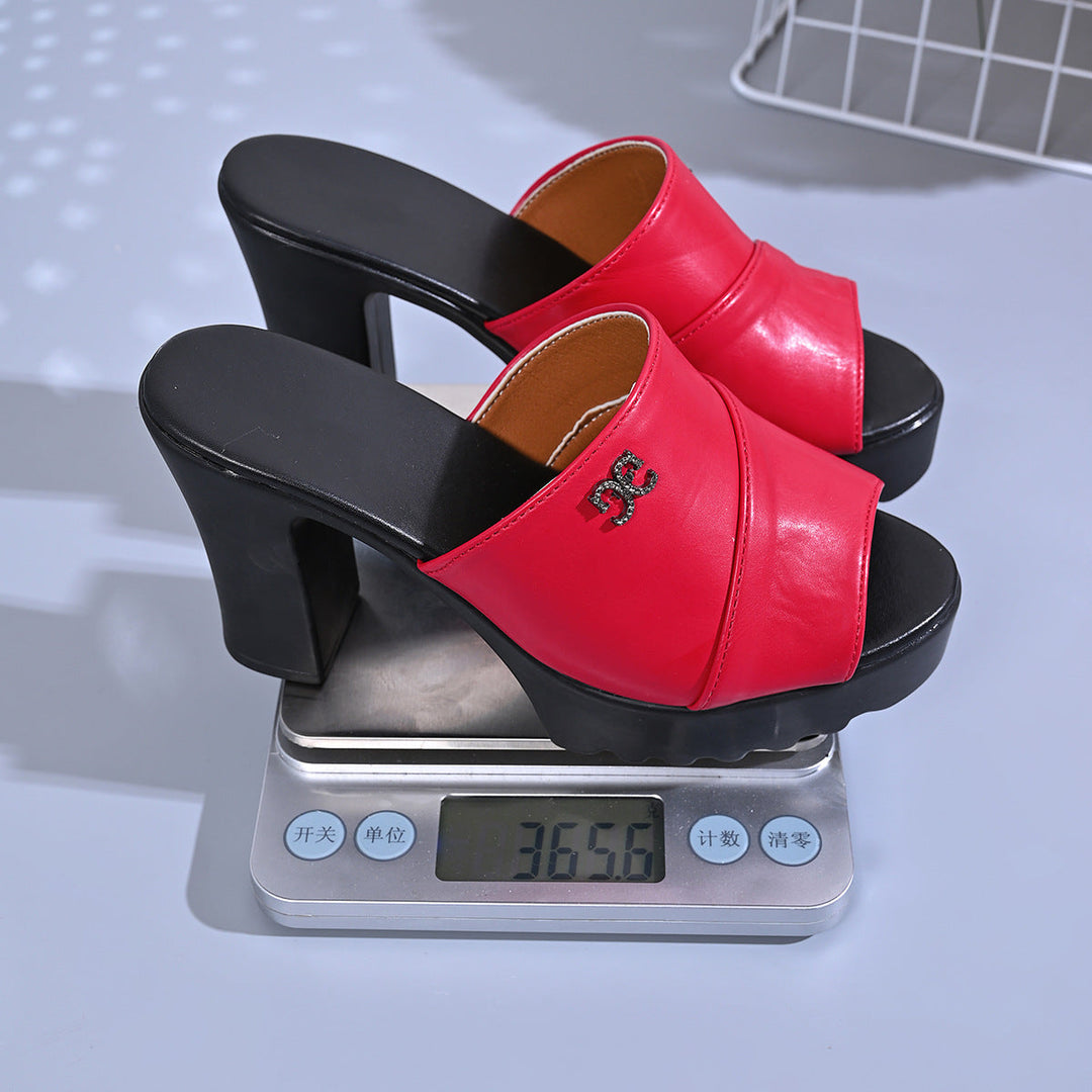 Damen Plateau-Pantoletten mit elegantem Riemendesign und bequemer Sohle Drune