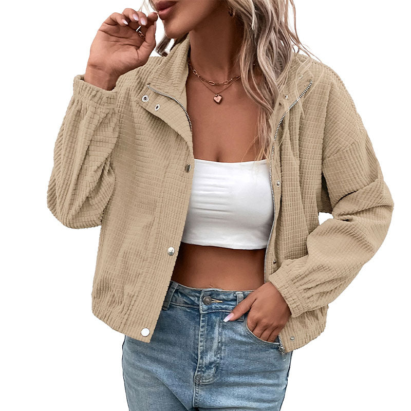 Damen Lässige Jacke mit hohem Kragen Drune