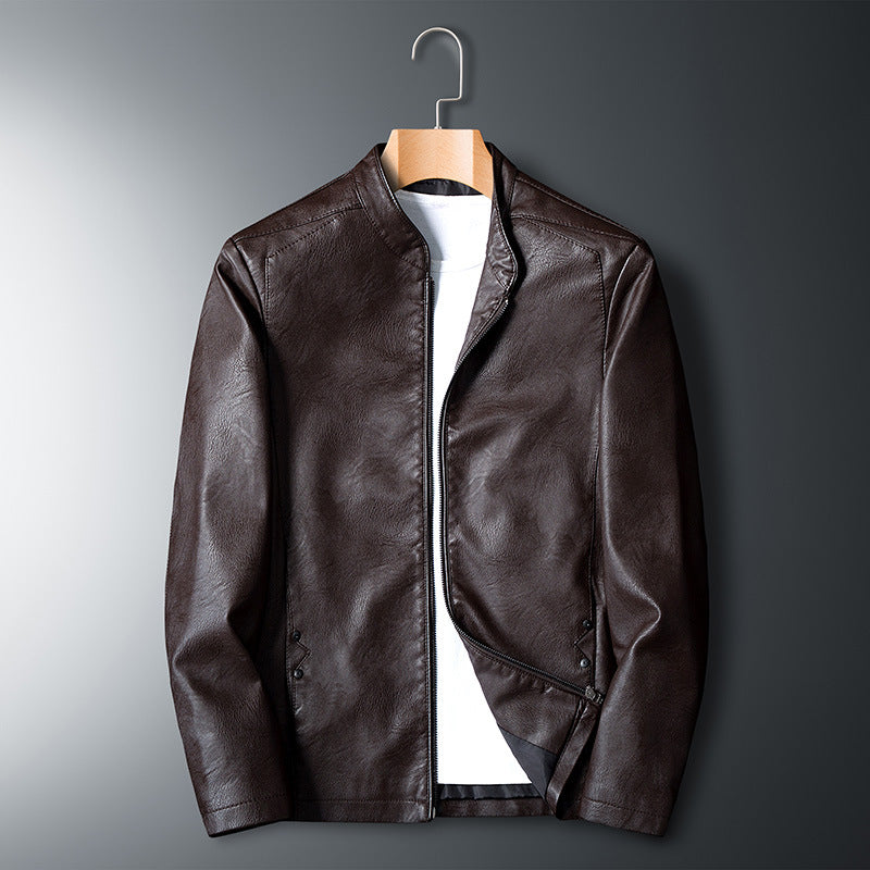 Herren Modische Kunstlederjacke mit Steppdetails Drune