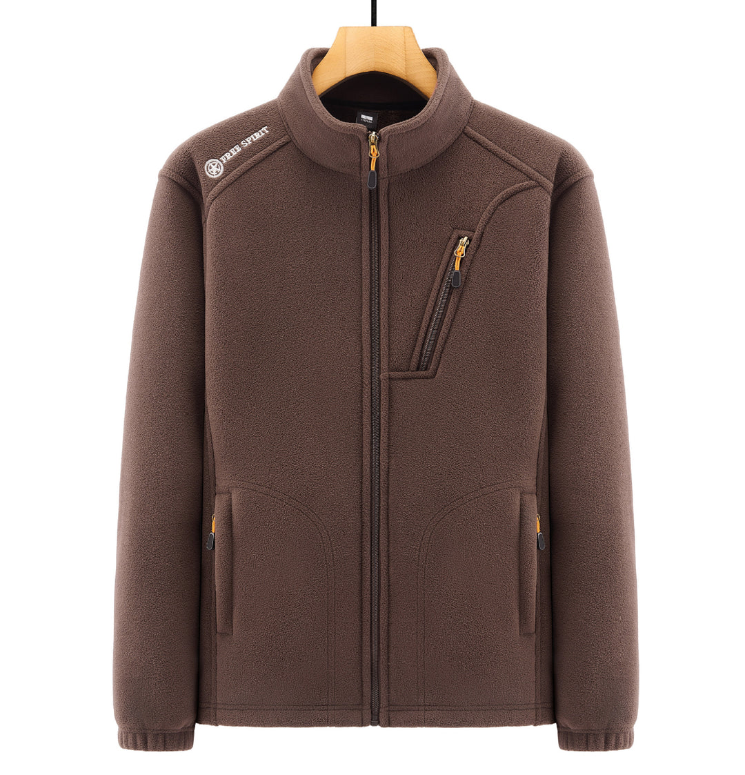 Herren Thermo‑Fleecejacke mit Sherpa‑Innenfutter, Stehkragen und Reißverschlusstaschen Drune