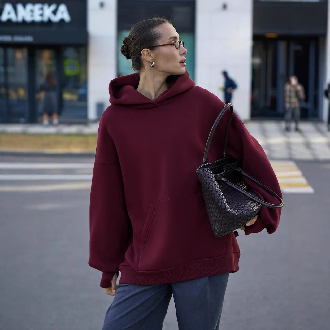 Damen Oversized Kapuzenpullover mit extra weitem Schnitt und Kängurutasche Drune