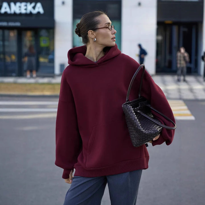 Damen Oversized Kapuzenpullover mit extra weitem Schnitt und Kängurutasche Drune