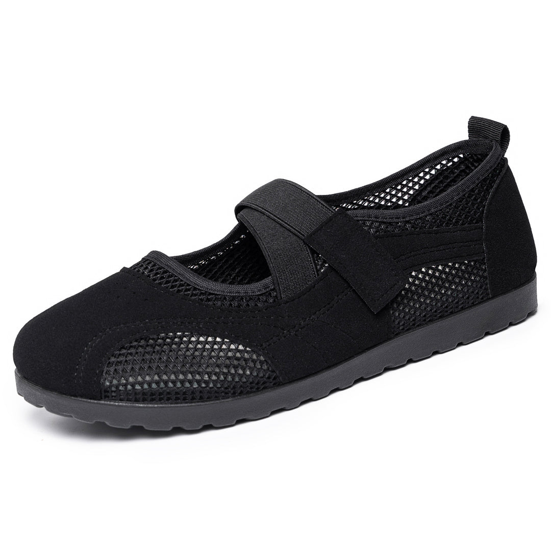 Damen nan atmungsaktive Mary-Jane-Walking-Halbschuh mit Klettverschluss und verstärkter Profilsohle Drune