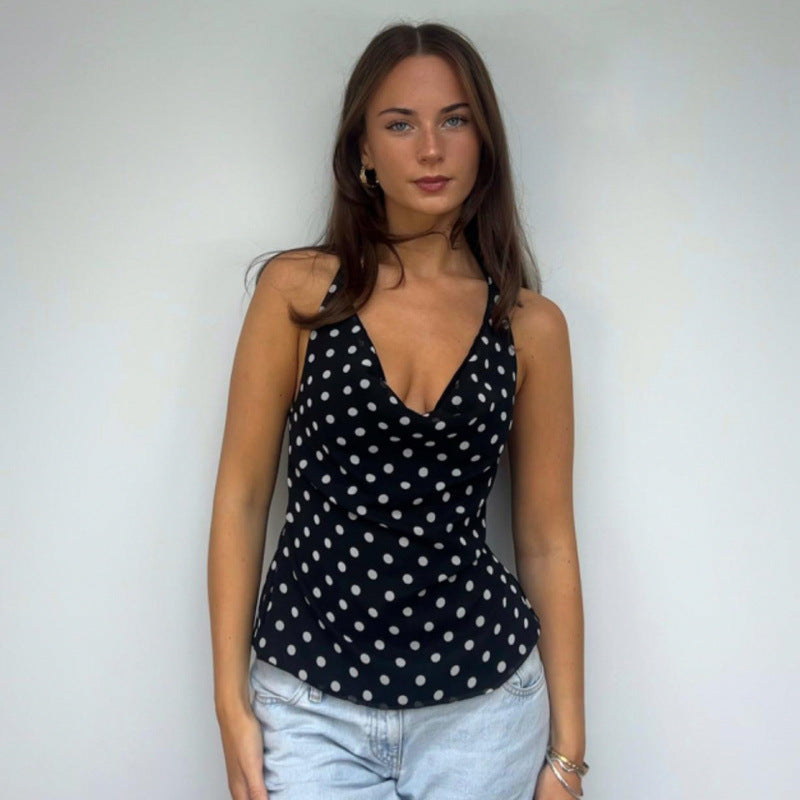 Damen Haltertop mit polka-dots Design und figurbetontem Schnitt Drune