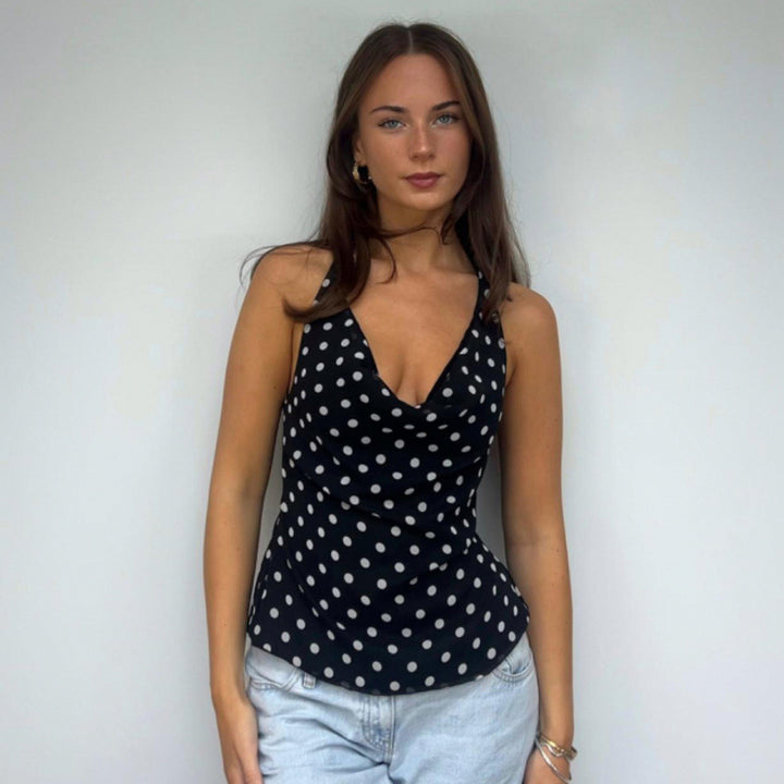 Damen Haltertop mit polka-dots Design und figurbetontem Schnitt Drune