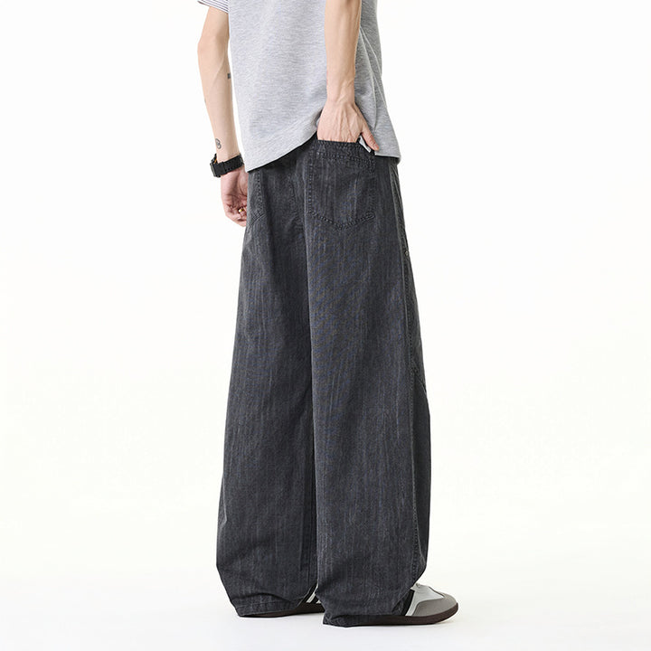 Damen Weite Leinenoptik-Hose mit elastischem Bund und aufgesetzten Taschen Drune