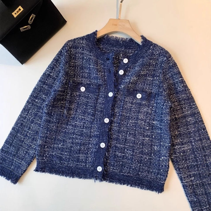 Damen Strickjacke mit durchgehendem Knopfverschluss und elegantem Design Drune