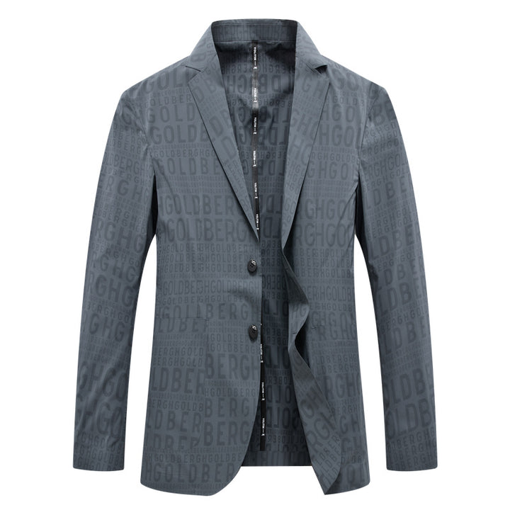 Herren Slim-Fit Einreihiges Sakko mit dezentem Jacquard-Logoallover und ungefütterter Konstruktion Drune