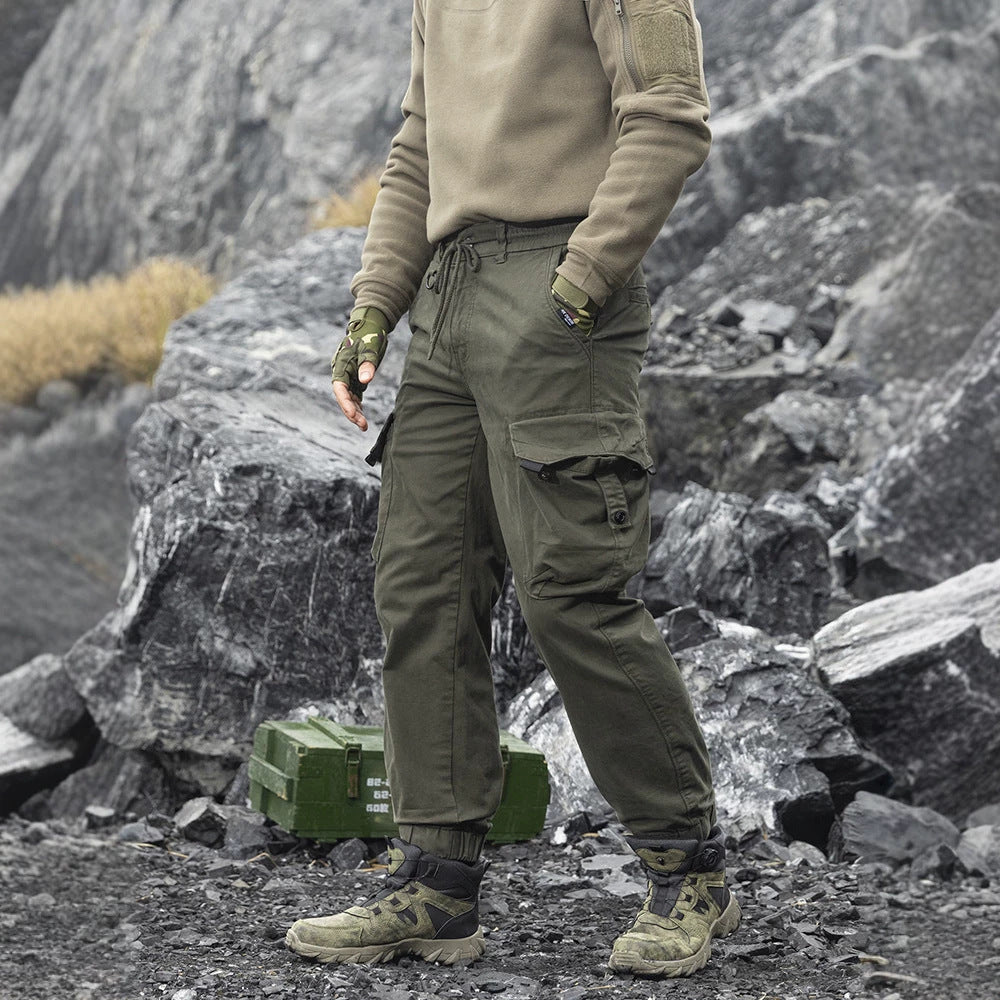 Herren Strapazierfähige Twill-Cargohose im Joggercut mit Tunnelzugbund, aufgesetzten Klapptaschen und gerippten Bündchen Drune