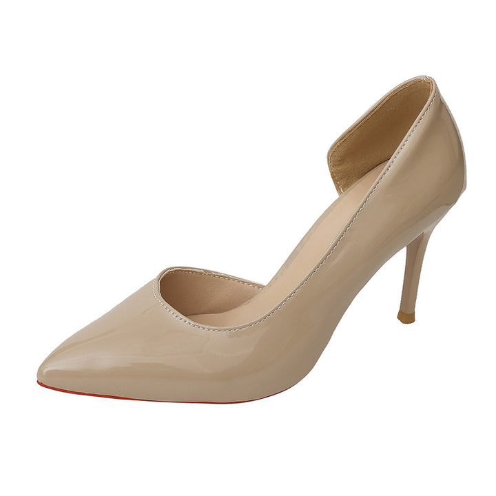Damen Lack‑Pumps mit tief ausgeschnittener Seitenlinie, spitzer Zehenform und hohem Stiletto Drune