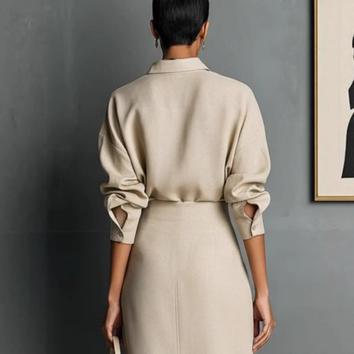 Damen Maxikleid mit asymmetrischem Schnitt und eleganten Falten Drune