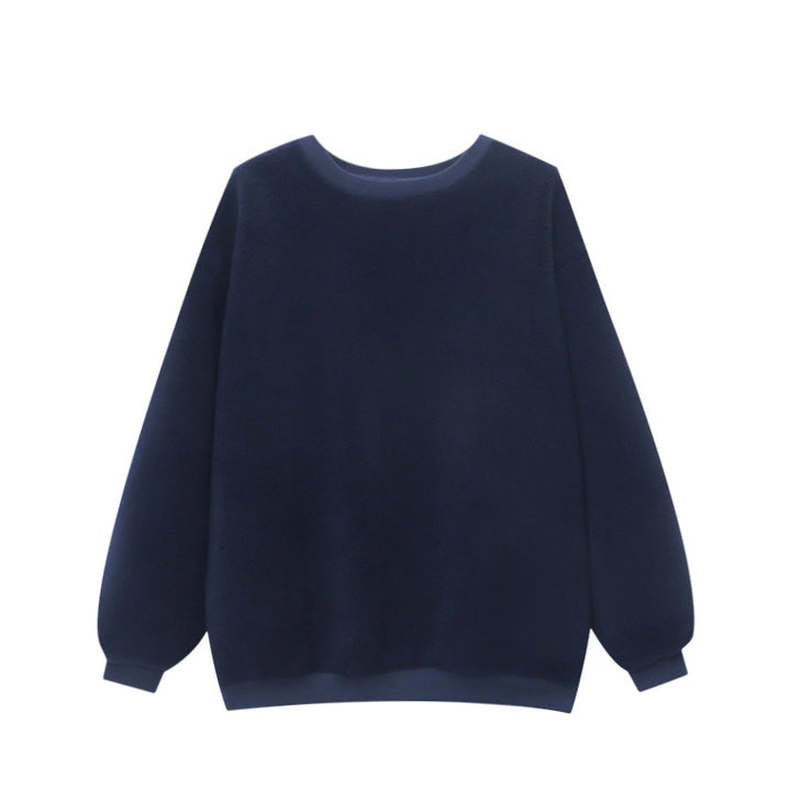 Damen kuscheliger Fleece-Pullover mit weitem Schnitt und bequemen Details Drune