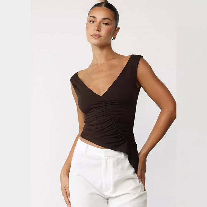 Damen figurbetontes Top mit Rüschendetails Drune