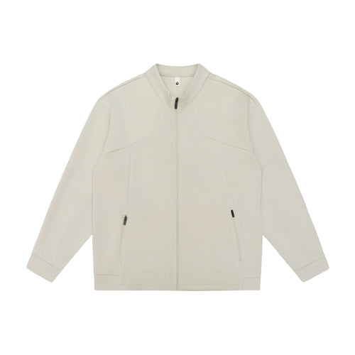 Unisex Oversize Zip‑Jacke aus schwerer Baumwollmischung mit Stehkragen und Reißverschlusstaschen Drune