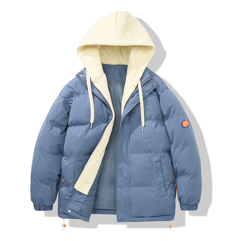 Herren zweilagige Oversized Steppjacke mit integrierter Kontrast-Kapuzeninnenjacke und thermischer Wattierung Drune