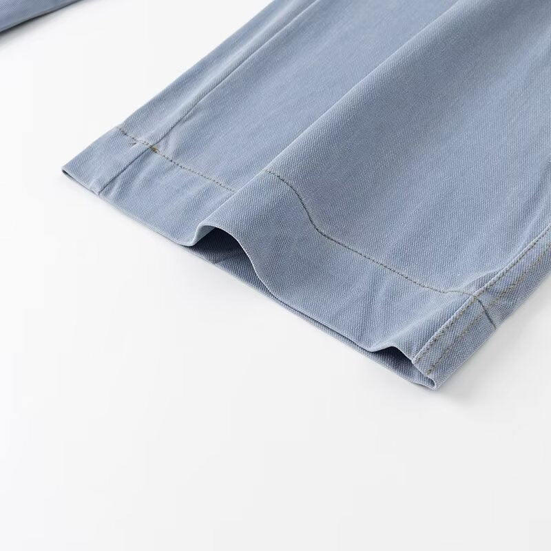 Damen weite High-Waist-Loungehose aus fließender Viskoseoptik mit Elastbund und Eingrifftaschen Drune