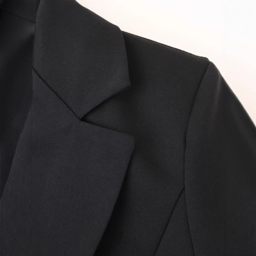 Damen nan taillierter Longblazer mit Reverskragen, drei Knöpfen und Pattentaschen Drune