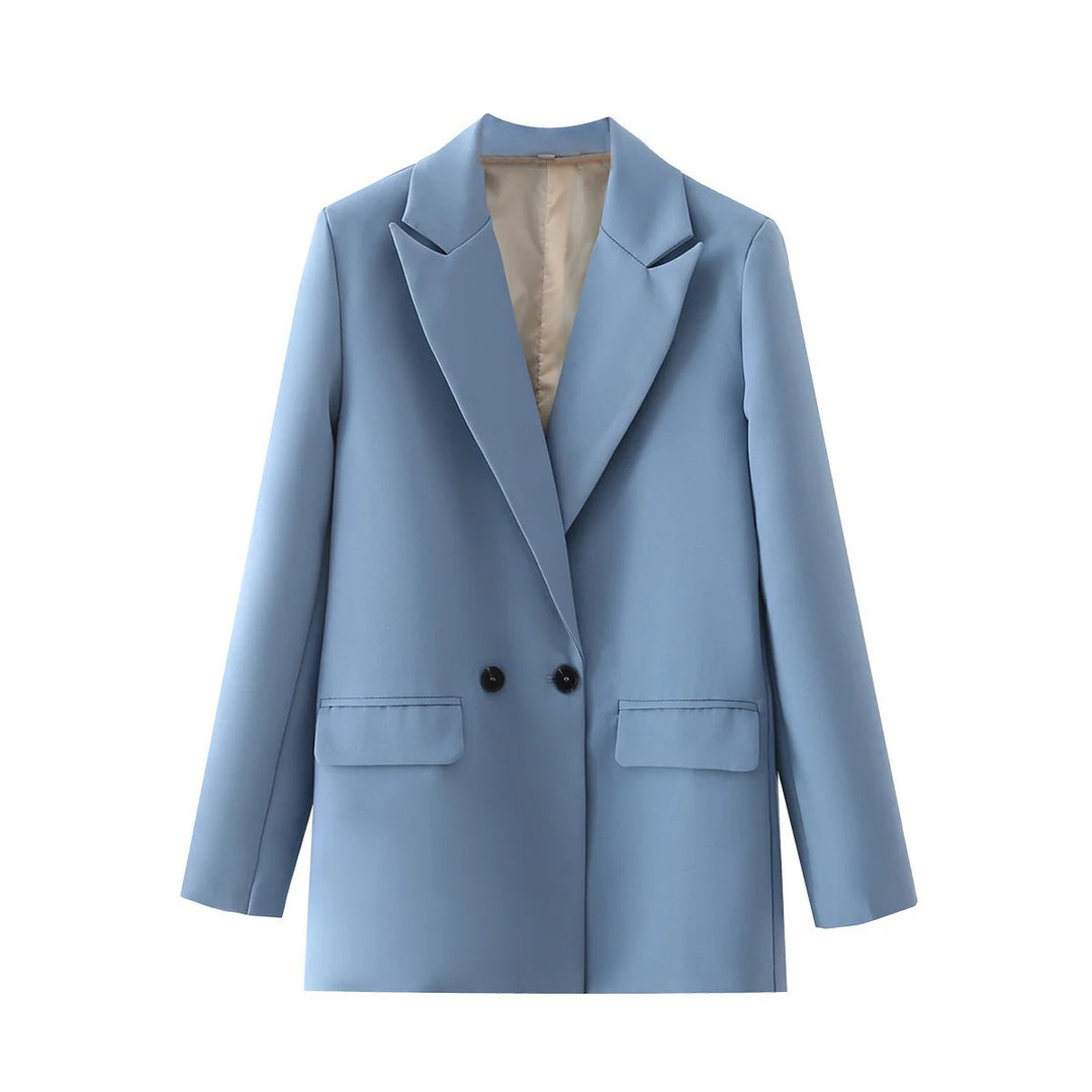 Damen Oversize Doppelreihiger Blazer mit fallendem Revers und weicher Innenfütterung Drune