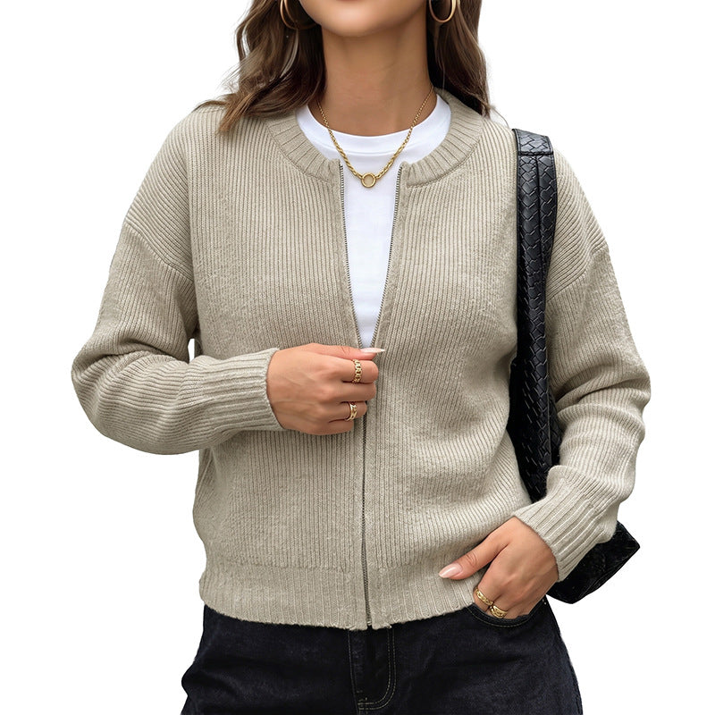 Damen Lässige Strickjacke mit chemischem Reißverschluss Drune