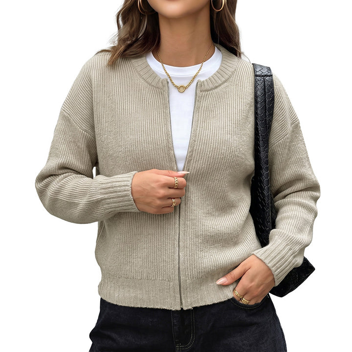 Damen Lässige Strickjacke mit chemischem Reißverschluss Drune