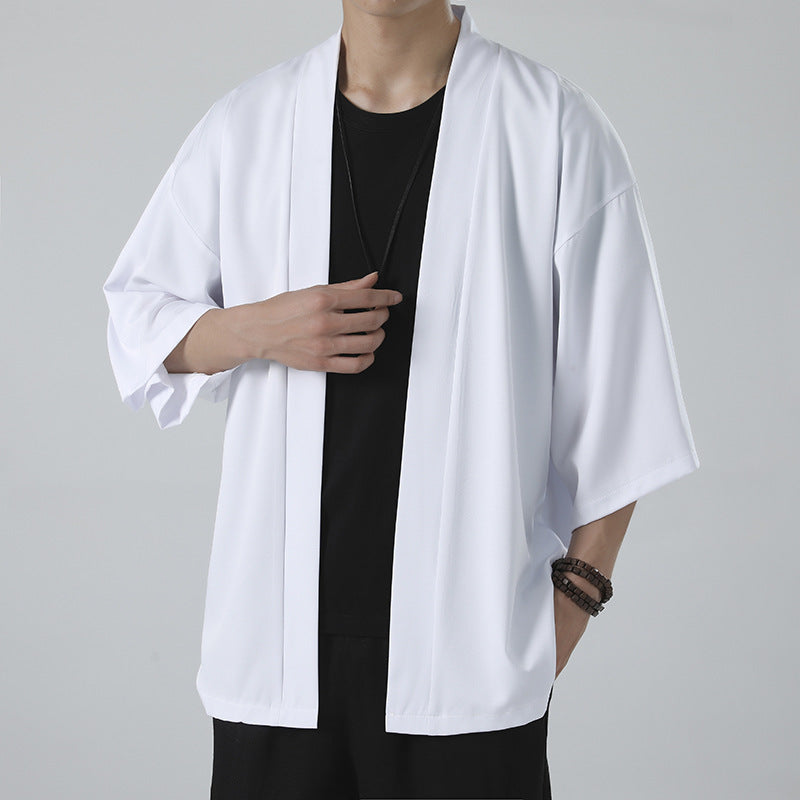 Herren nan kimonoartige Kurzjacke im Oversize-Stil mit offenem Schnitt und weichem Fall Drune