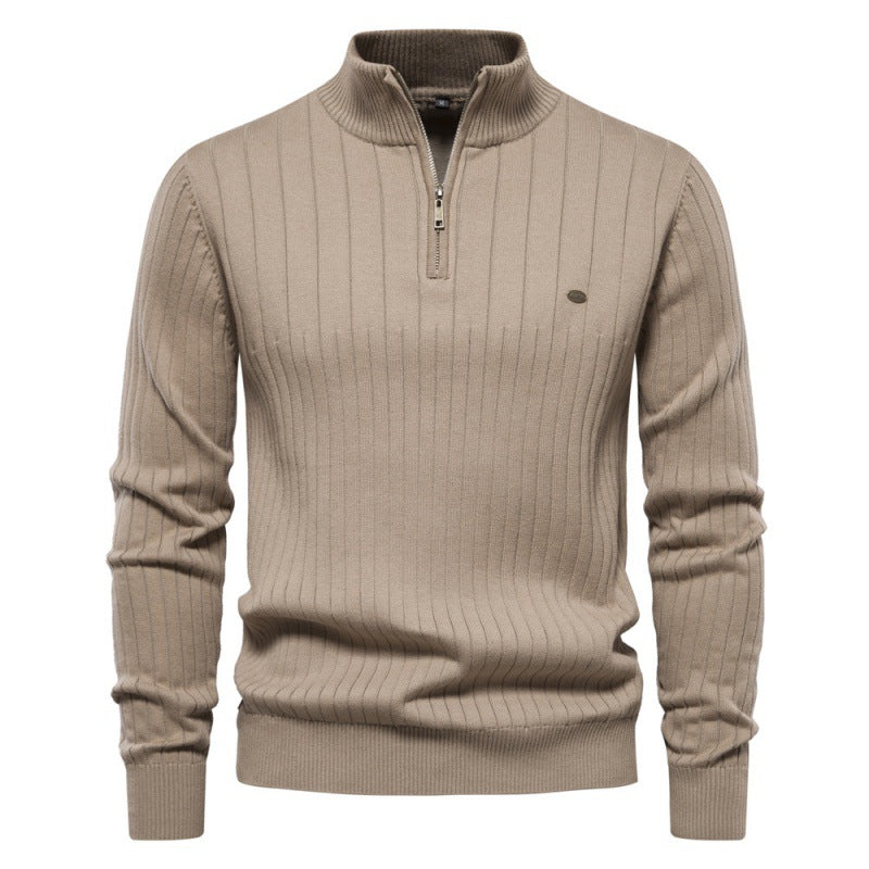 Herren Pullover mit halbem Reißverschluss und Rippstruktur Drune