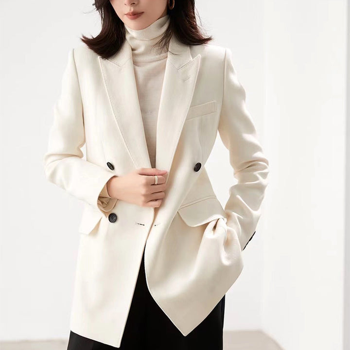 Damen Taillierter Longline-Blazer mit doppelreihiger Knopfleiste und Pattentaschen Drune