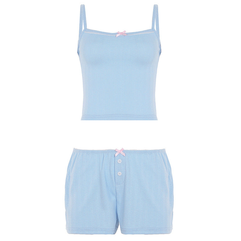 Damen Schlafanzug Set mit Spitzenakzenten und romantischem Druck Drune