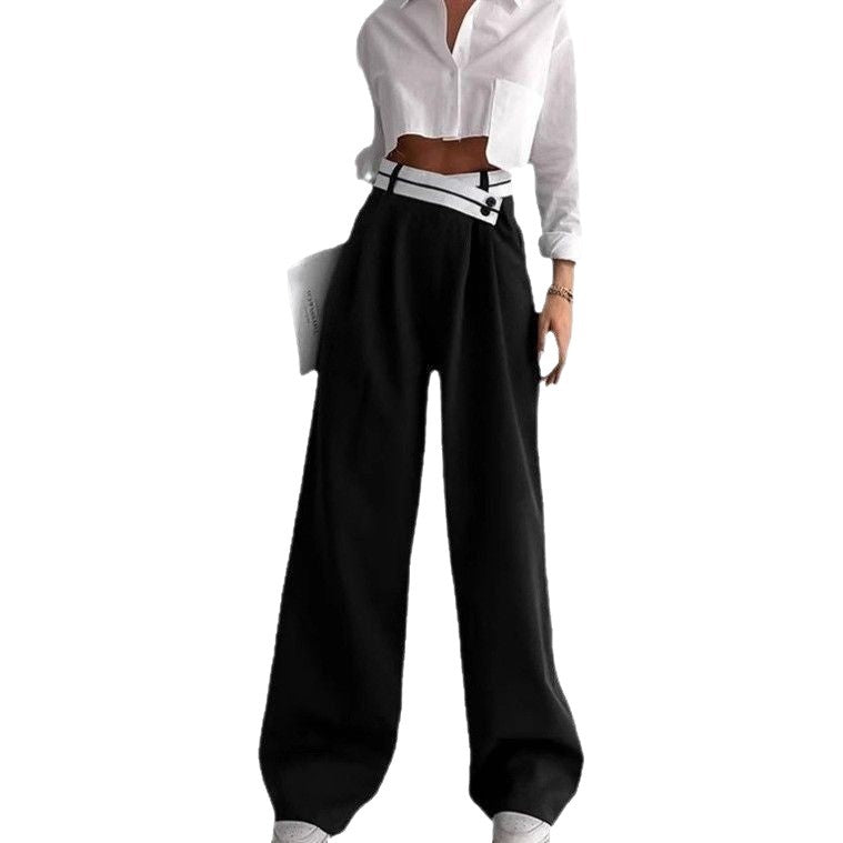 Damen Modische Palazzo-Hose mit asymmetrischem Bund Drune