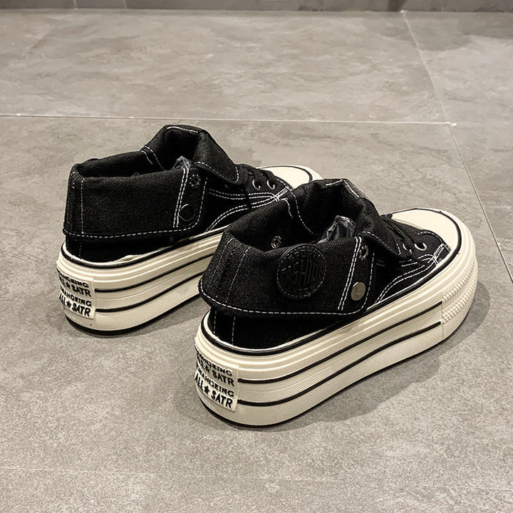 Damen High-Top Sneakers mit modischem Plateau und verstellbarem Knöchelriemen Drune