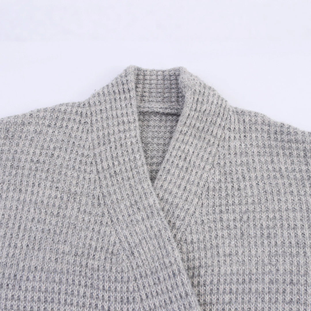 Damen Strickjacke mit doppelter Knopfleiste und hoher Kragen Drune