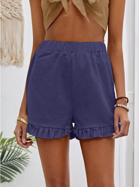 Damen Shorts mit Rüschendetails und Elastischem Bund Drune