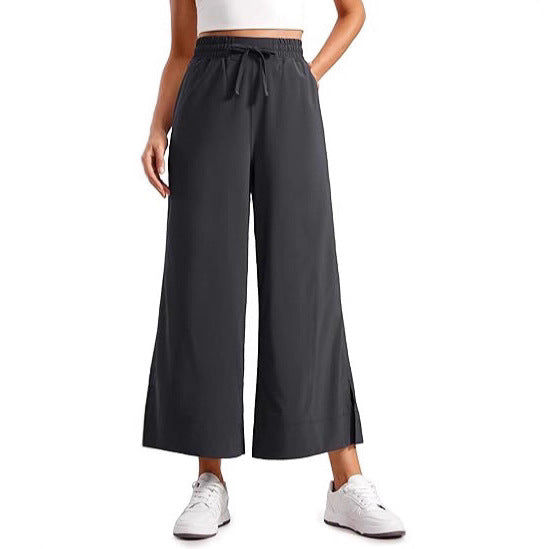 Damen nan weite Culotte-Hose mit elastischem Bund, Tunnelzug und seitlichen Schlitzen Drune