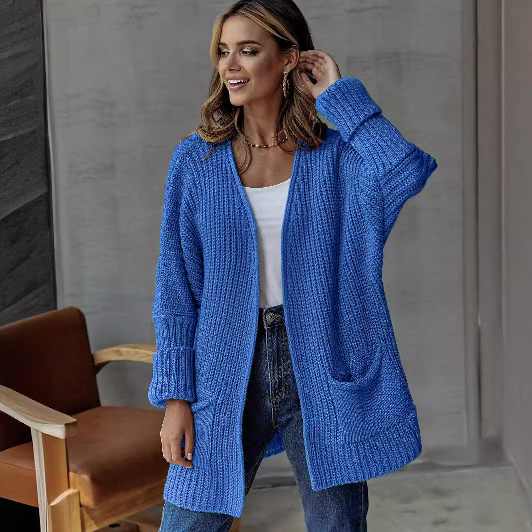 Damen Grobstrick Cardigan mit praktischen Taschen und oversized Passform Drune