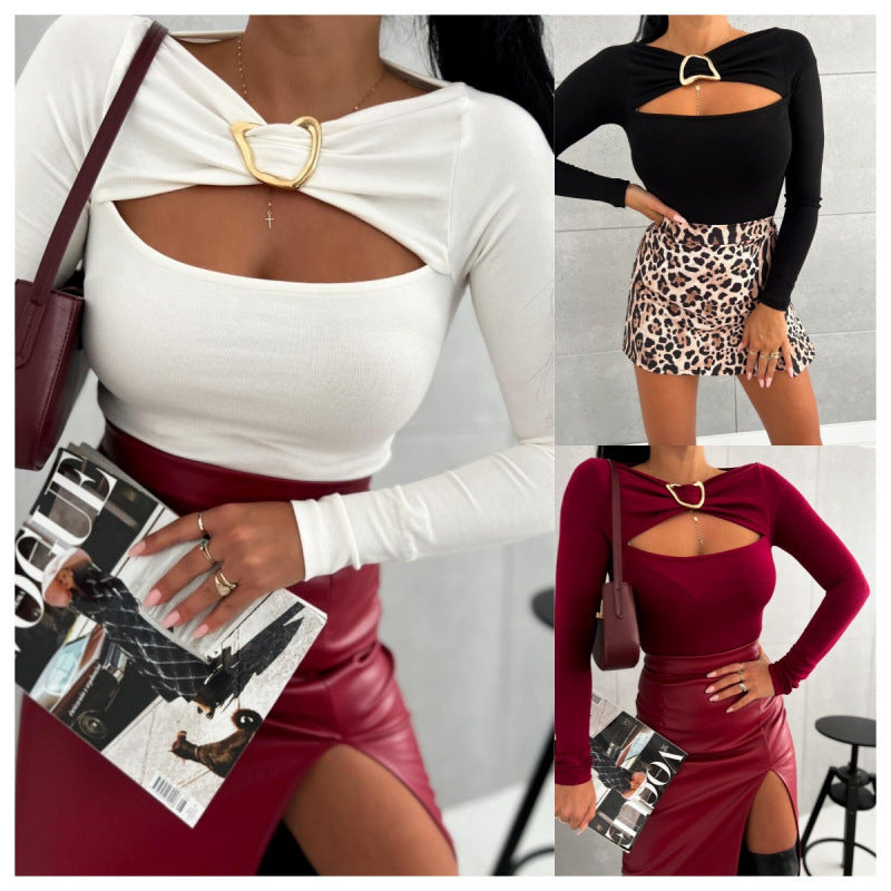 Damen Oberteil mit elegantem Cut-Out und langem Arm Drune