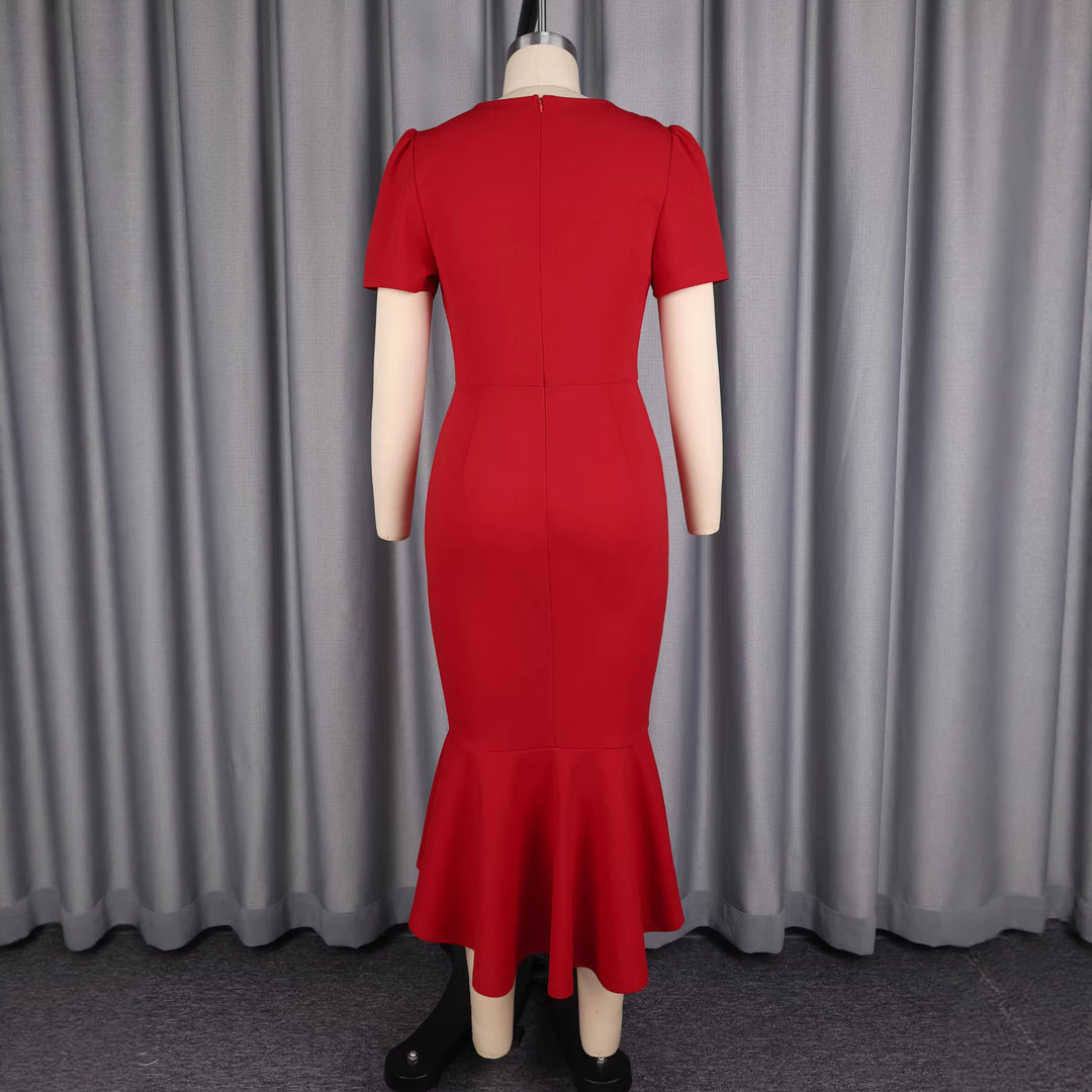 Damen Elegantes Kleid mit floralen Applikationen Drune