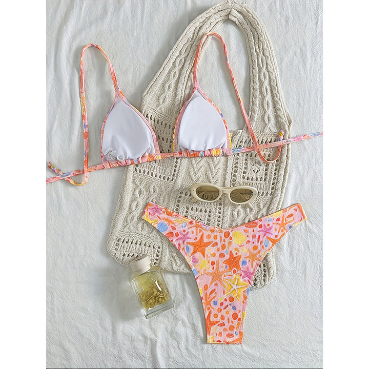 Damen Triangel-Bikini mit floralen Mustern und verspielten Details Drune
