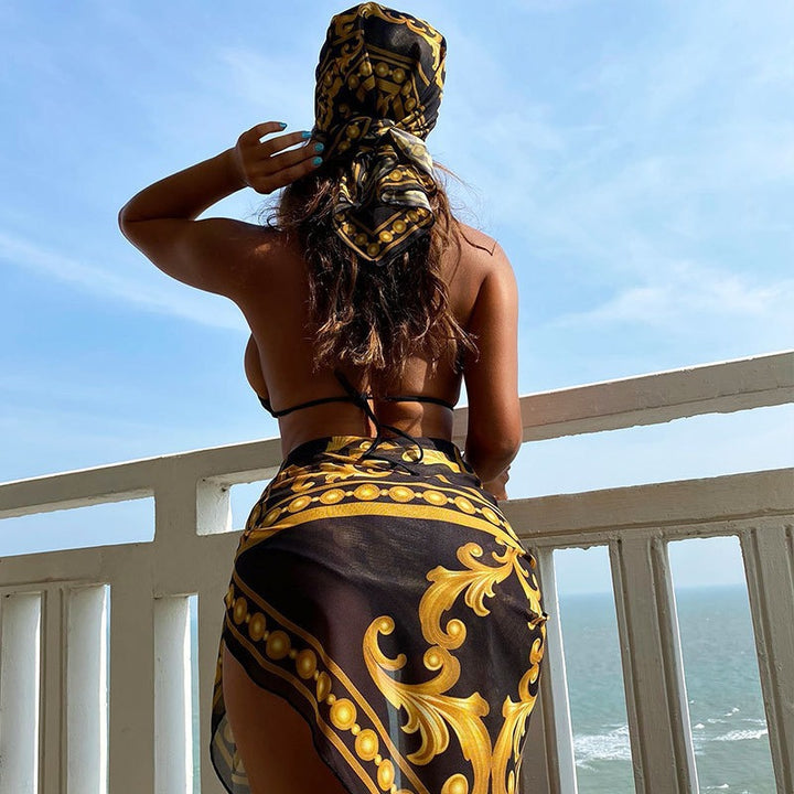 Damen Sarong mit kunstvollem Goldmuster Drune