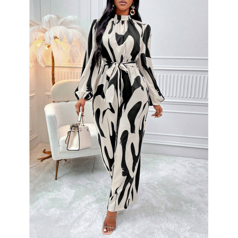 Damen Maxikleid mit stylischem Wickel-Design und eleganten Puffärmeln Drune