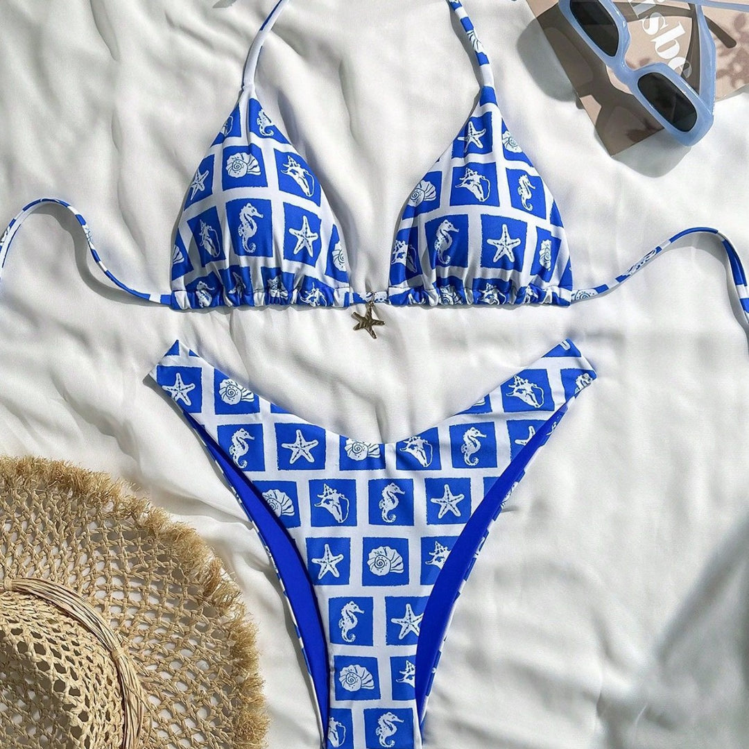 Damen Triangel-Bikini mit maritime Motiven Drune