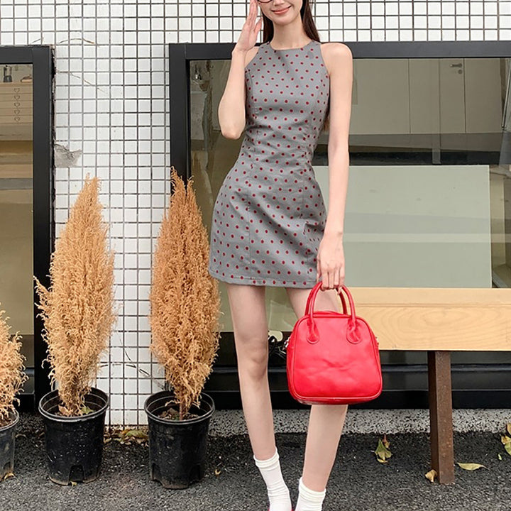 Damen Etuikleid mit Polka-Dot-Muster und figurbetontem Schnitt