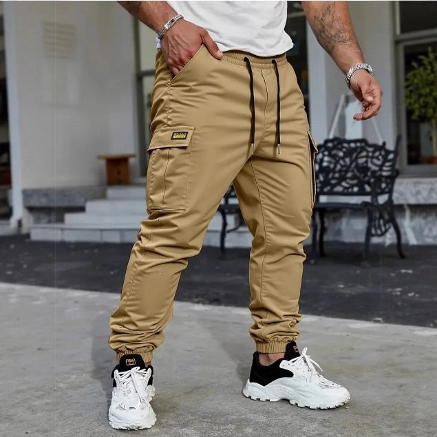 Herren Tapered Utility-Cargohose mit Tunnelzugbund, elastischen Bündchen und Mehrfachtaschen Drune