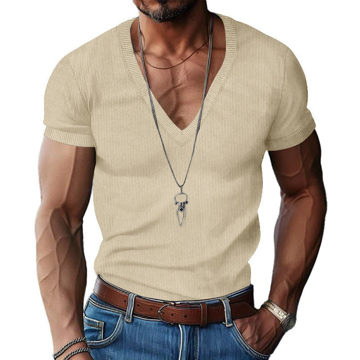 Herren Kurzarm V-Ausschnitt T-Shirt Drune