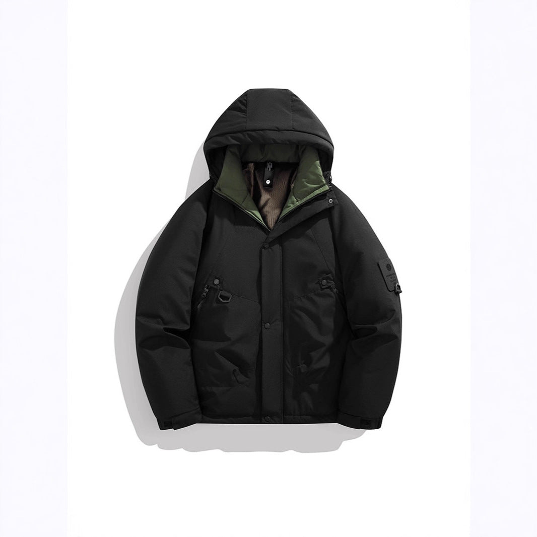 Herren Wattierte Kapuzenjacke im Utility‑Stil mit Multifachtaschen und verstellbarem Saum Drune