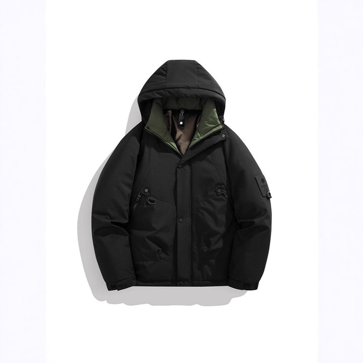 Herren Wattierte Kapuzenjacke im Utility‑Stil mit Multifachtaschen und verstellbarem Saum Drune
